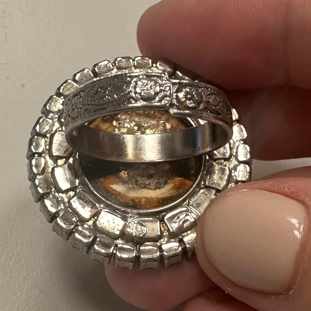 Danny Pollak - Silver Plated Amethyst & Violet Crystal Sun Face Statement Ring - Picture 14 of 16